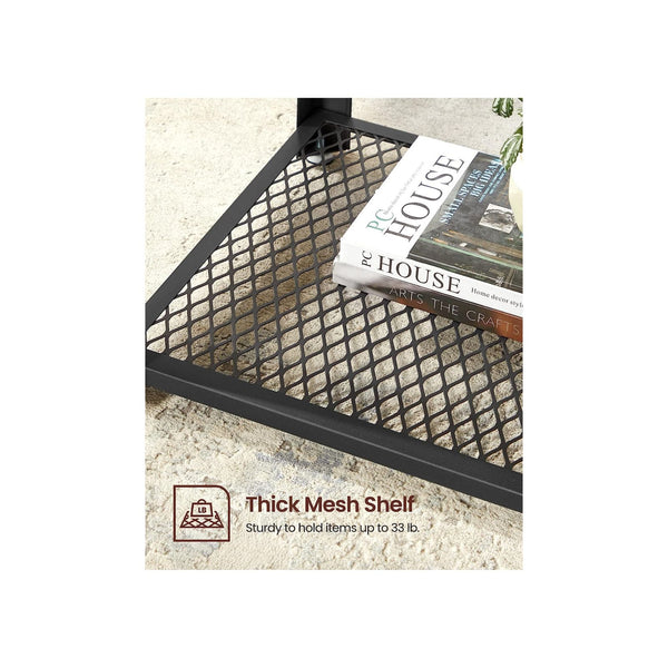 Vasagle Side End Lamp Bedside Table Mesh Shelf Rustic Brown Black