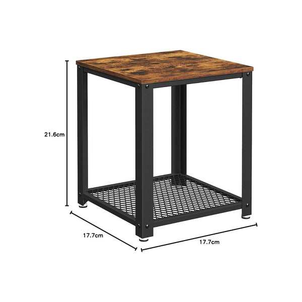 Vasagle Side End Lamp Bedside Table Mesh Shelf Rustic Brown Black