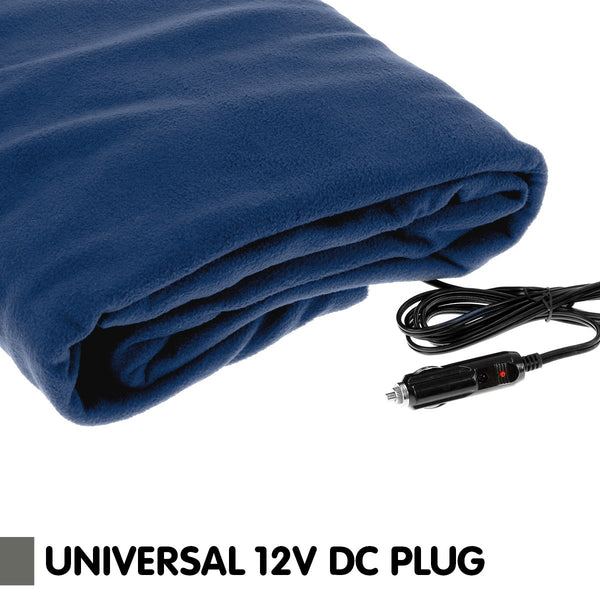 Laura Hill Heated Electric Car Blanket 150 x 110cm 12v Navy Blue