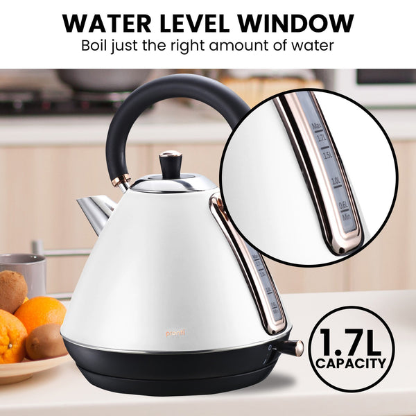 Pronti Toaster Kettle Coffee Machine Breakfast Set Bundle White