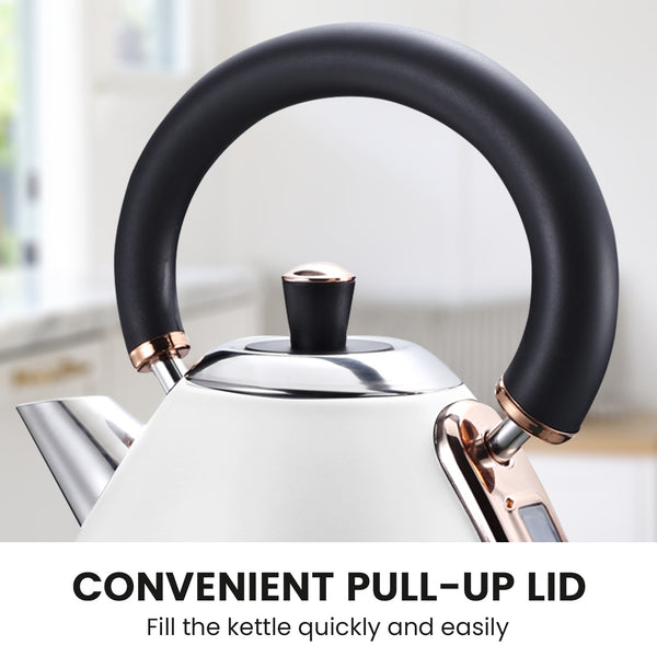 Pronti Rose Trim Collection Toaster Kettle Bundle White