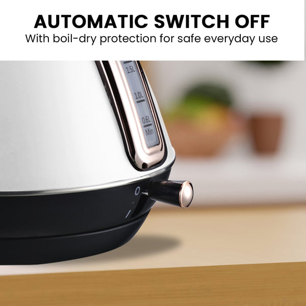 Pronti Rose Trim Collection Toaster Kettle Bundle White