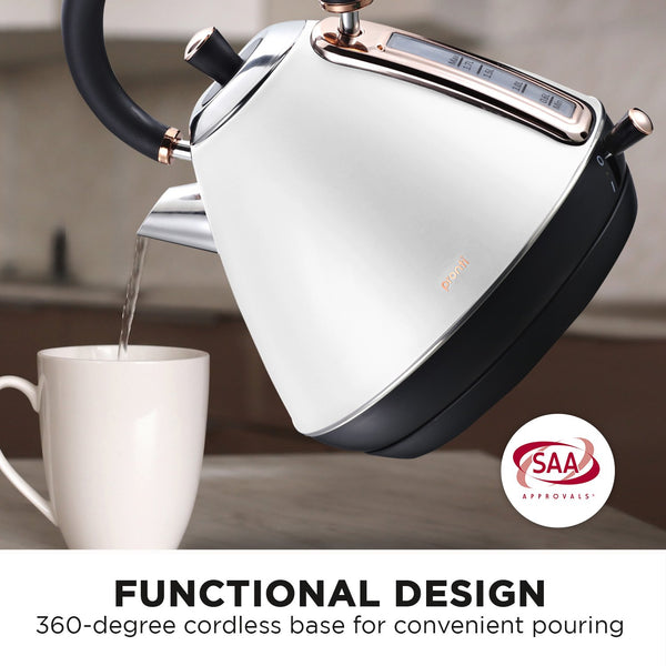 Pronti Rose Trim Collection Toaster Kettle Bundle White