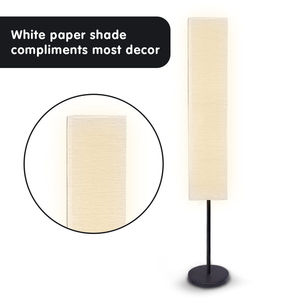 Sarantino Metal Base Floor Lamp Light White Paper Wrinkle Shade Stand
