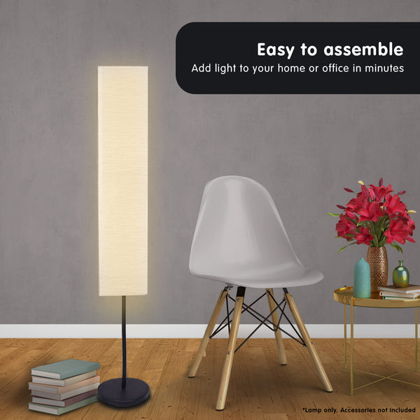 Sarantino Metal Base Floor Lamp Light White Paper Wrinkle Shade Stand