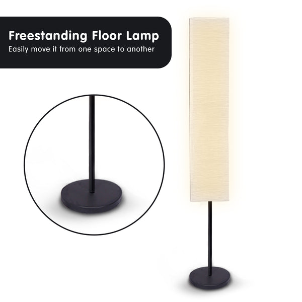 Sarantino Metal Base Floor Lamp Light White Paper Wrinkle Shade Stand