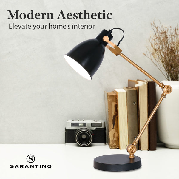 Sarantino Adjustable Metal Table Desk Lamp Black Gold