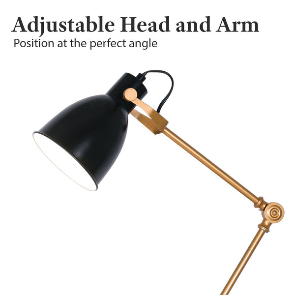 Sarantino Adjustable Metal Table Desk Lamp Black Gold