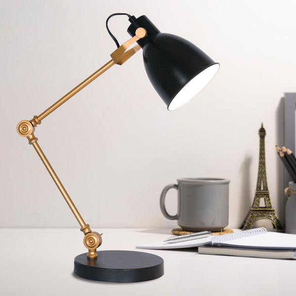 Sarantino Adjustable Metal Table Desk Lamp Black Gold