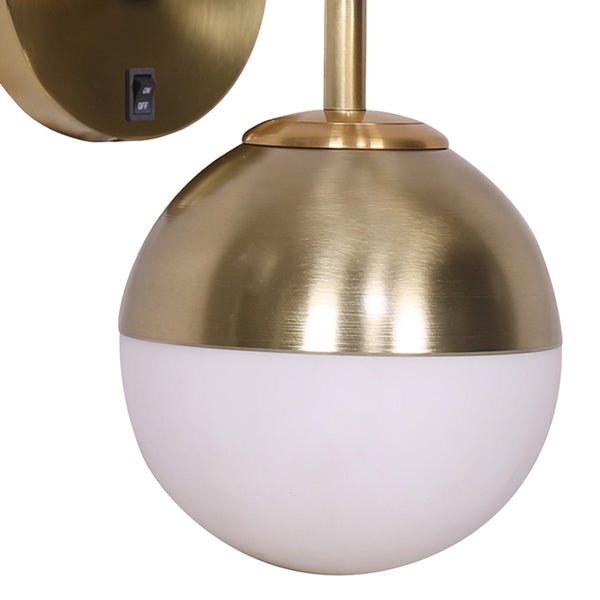Sarantino Wall Lamp Light Gold Metal Base White Frosted Glass Shade