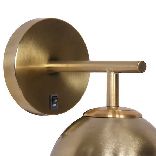 Sarantino Wall Lamp Light Gold Metal Base White Frosted Glass Shade