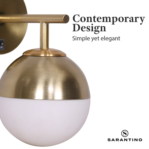 Sarantino Wall Lamp Light Gold Metal Base White Frosted Glass Shade