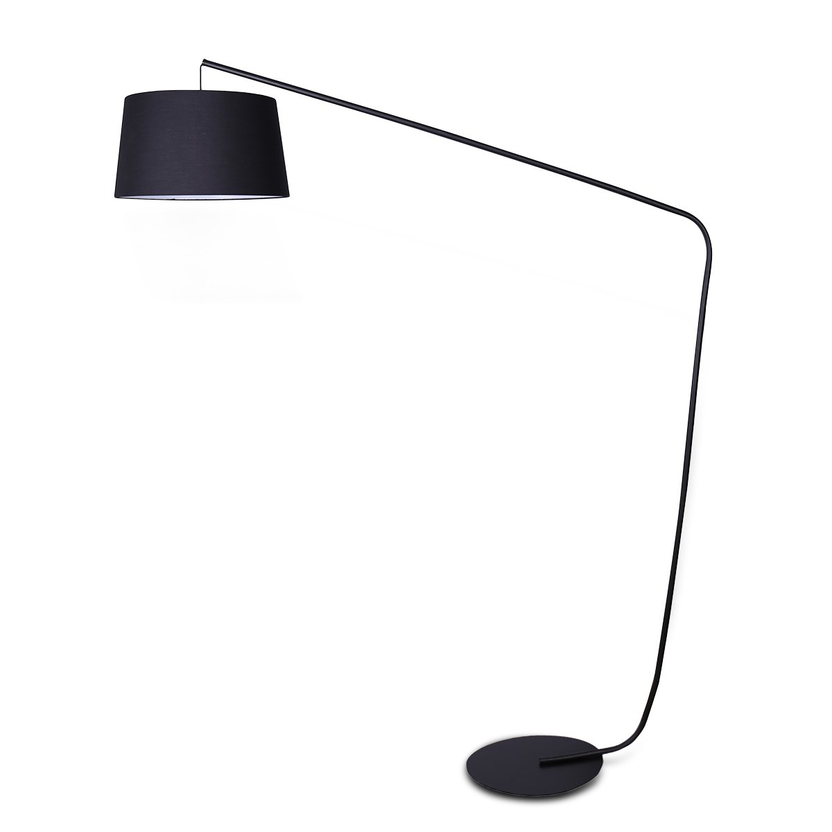 Sarantino Metal Arc Floor Lamp Black Finish Linen Taper Shade