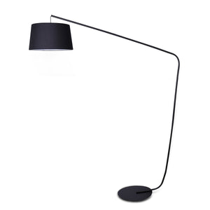 Sarantino Metal Arc Floor Lamp Black Finish Linen Taper Shade