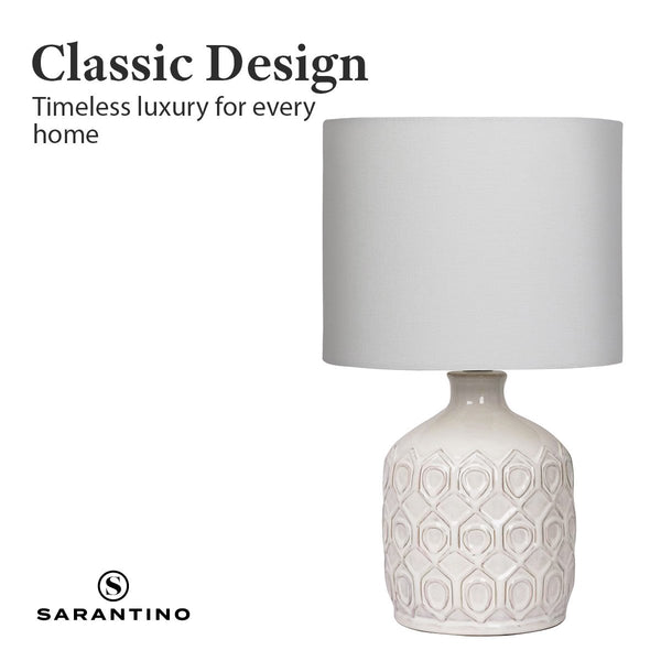 Sarantino Ceramic Coffee Side Table Lamp Light Cream White Shade