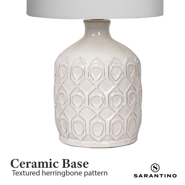 Sarantino Ceramic Coffee Side Table Lamp Light Cream White Shade
