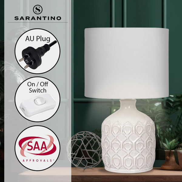 Sarantino Ceramic Coffee Side Table Lamp Light Cream White Shade