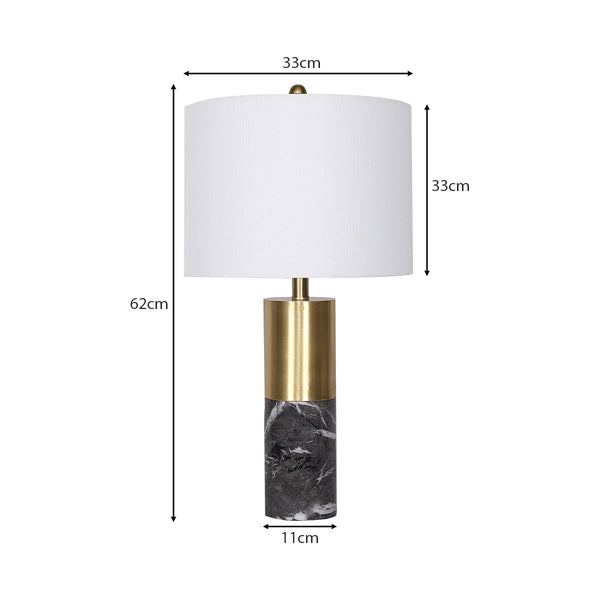 Sarantino Metal Marble Coffee Side Table Lamp Light Black White Shade