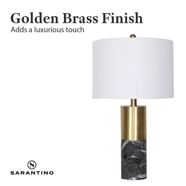 Sarantino Metal Marble Coffee Side Table Lamp Light Black White Shade