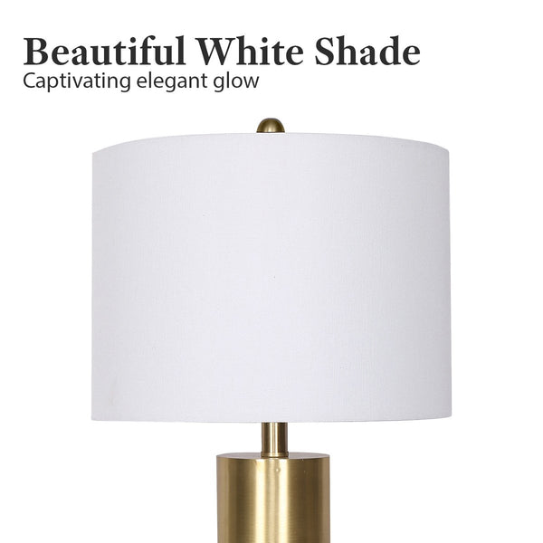 Sarantino Metal Marble Coffee Side Table Lamp Light Black White Shade