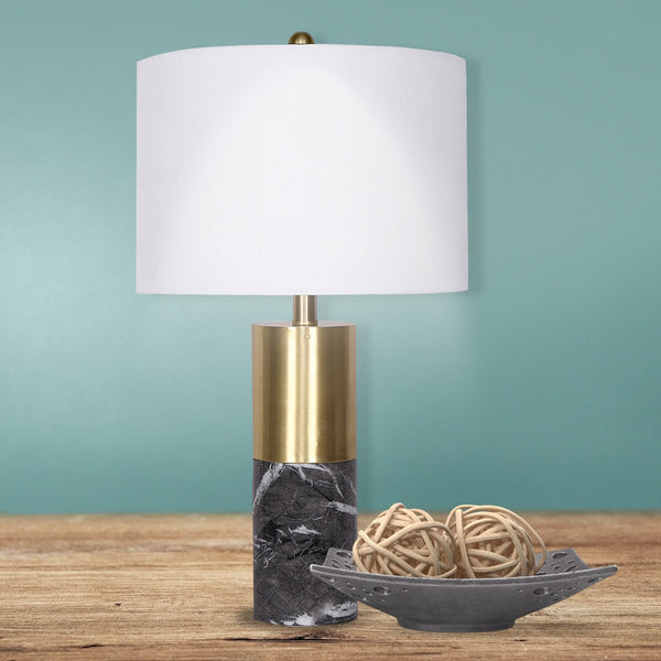 Sarantino Metal Marble Coffee Side Table Lamp Light Black White Shade