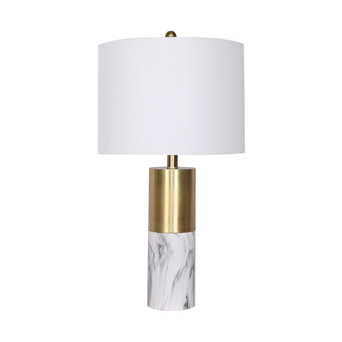 Sarantino Metal Marble Coffee Side Table Lamp Light Brass White