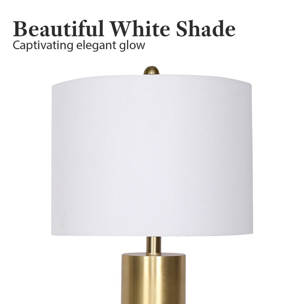 Sarantino Metal Marble Coffee Side Table Lamp Light Brass White