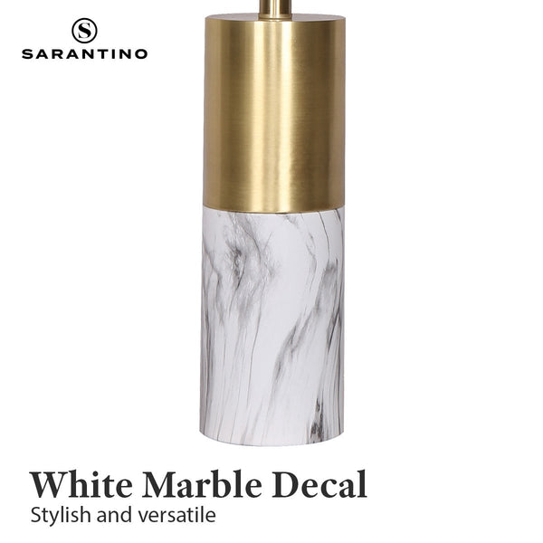 Sarantino Metal Marble Coffee Side Table Lamp Light Brass White