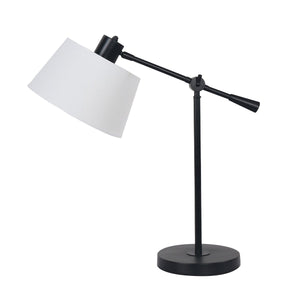 Sarantino Adjustable Metal Coffee Side End Table Lamp Light Black White Shade