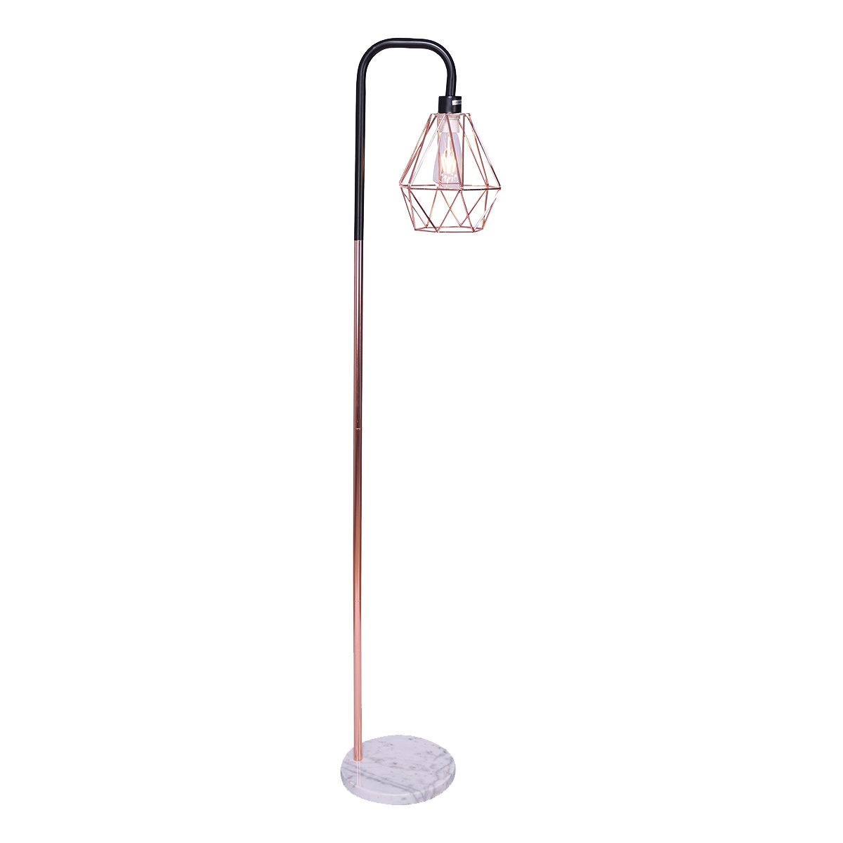 Sarantino Rose Gold Floor Lamp Light Geometric Shade Marble Base
