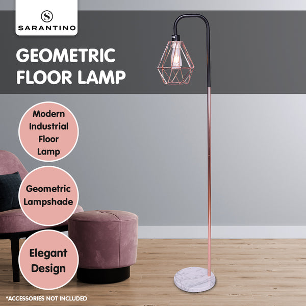 Sarantino Rose Gold Floor Lamp Light Geometric Shade Marble Base