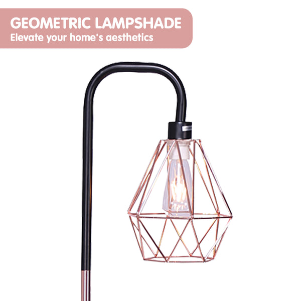 Sarantino Rose Gold Floor Lamp Light Geometric Shade Marble Base