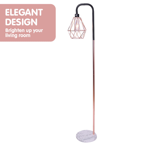 Sarantino Rose Gold Floor Lamp Light Geometric Shade Marble Base
