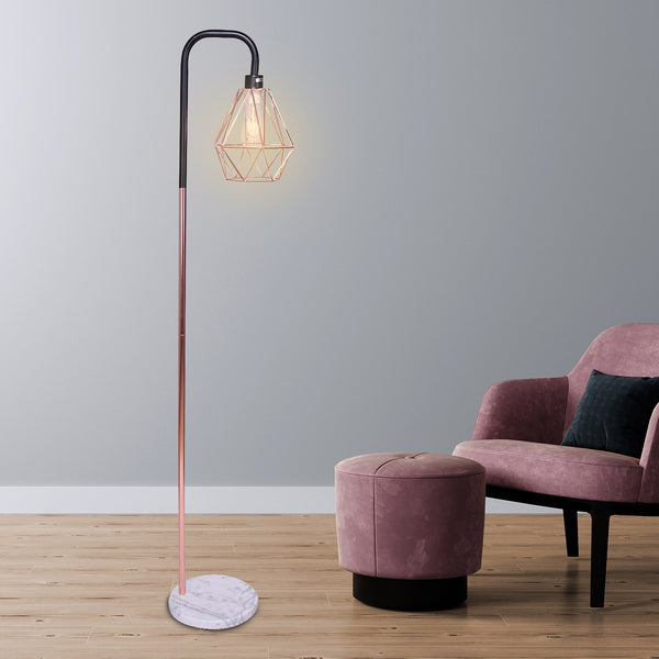 Sarantino Rose Gold Floor Lamp Light Geometric Shade Marble Base