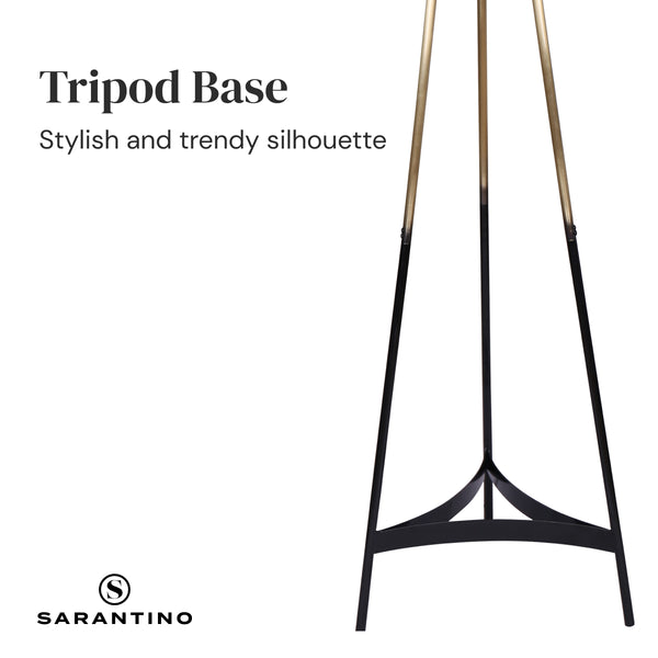 Sarantino Metal Tripod Floor Lamp Light Gradient Finish Drum Shade Gold Black