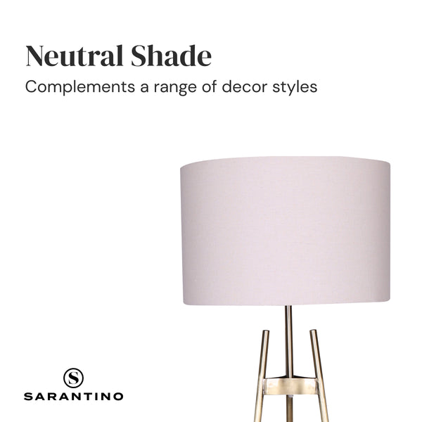 Sarantino Metal Tripod Floor Lamp Light Gradient Finish Drum Shade Gold Black