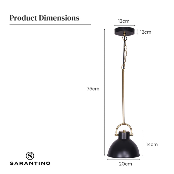 Sarantino Ceiling Pendant Light Lamp Matte Black Brushed Gold
