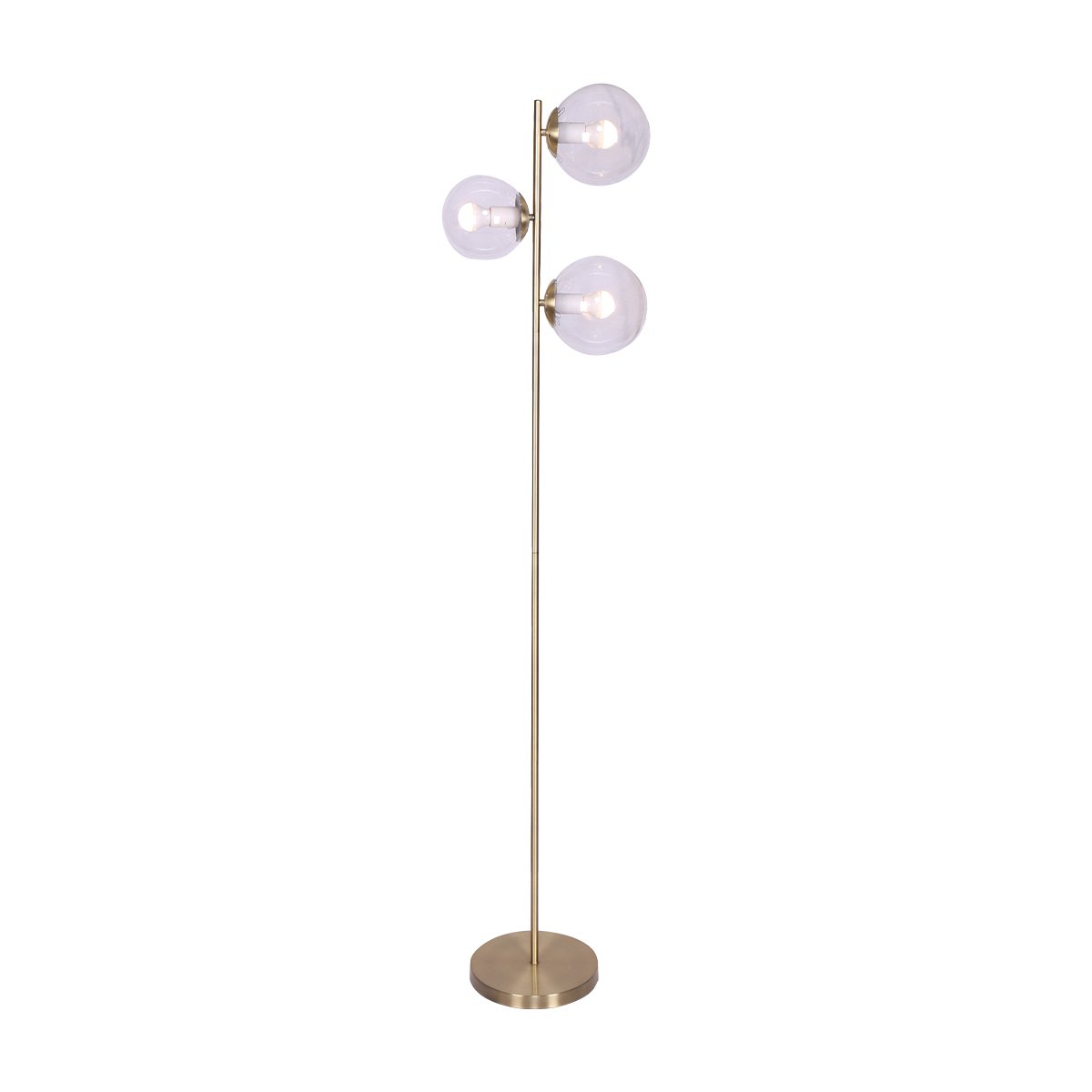 Sarantino Adjustable 3 Light Gold Metal Floor Lamp Glass Ball Shades