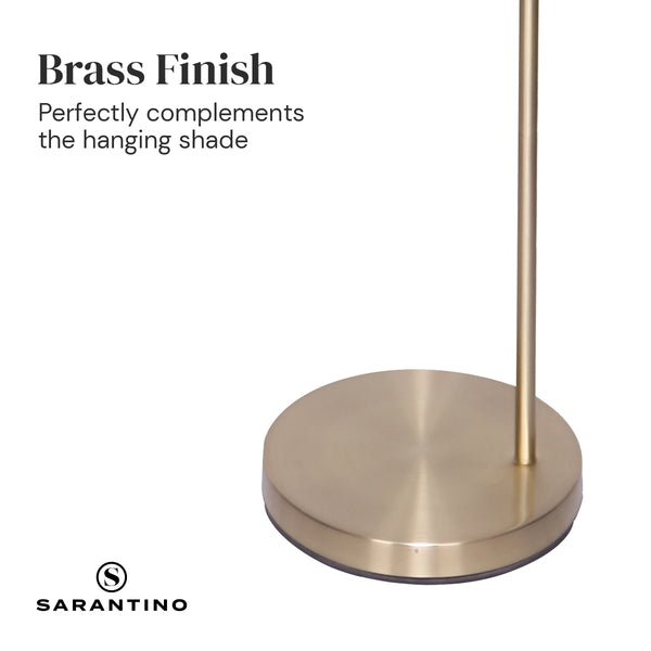 Sarantino 90 Degree Arc Floor Lamp Light Brass Finish White Drum Shade