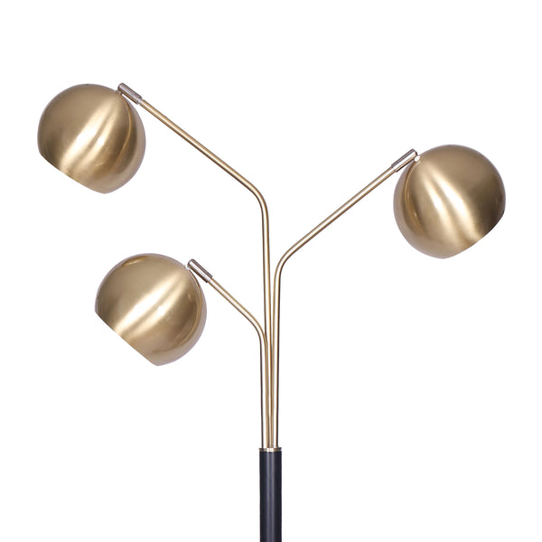Sarantino Adjustable 3 Arm Arc Floor Lamp Light Black Base Brushed Gold Shades