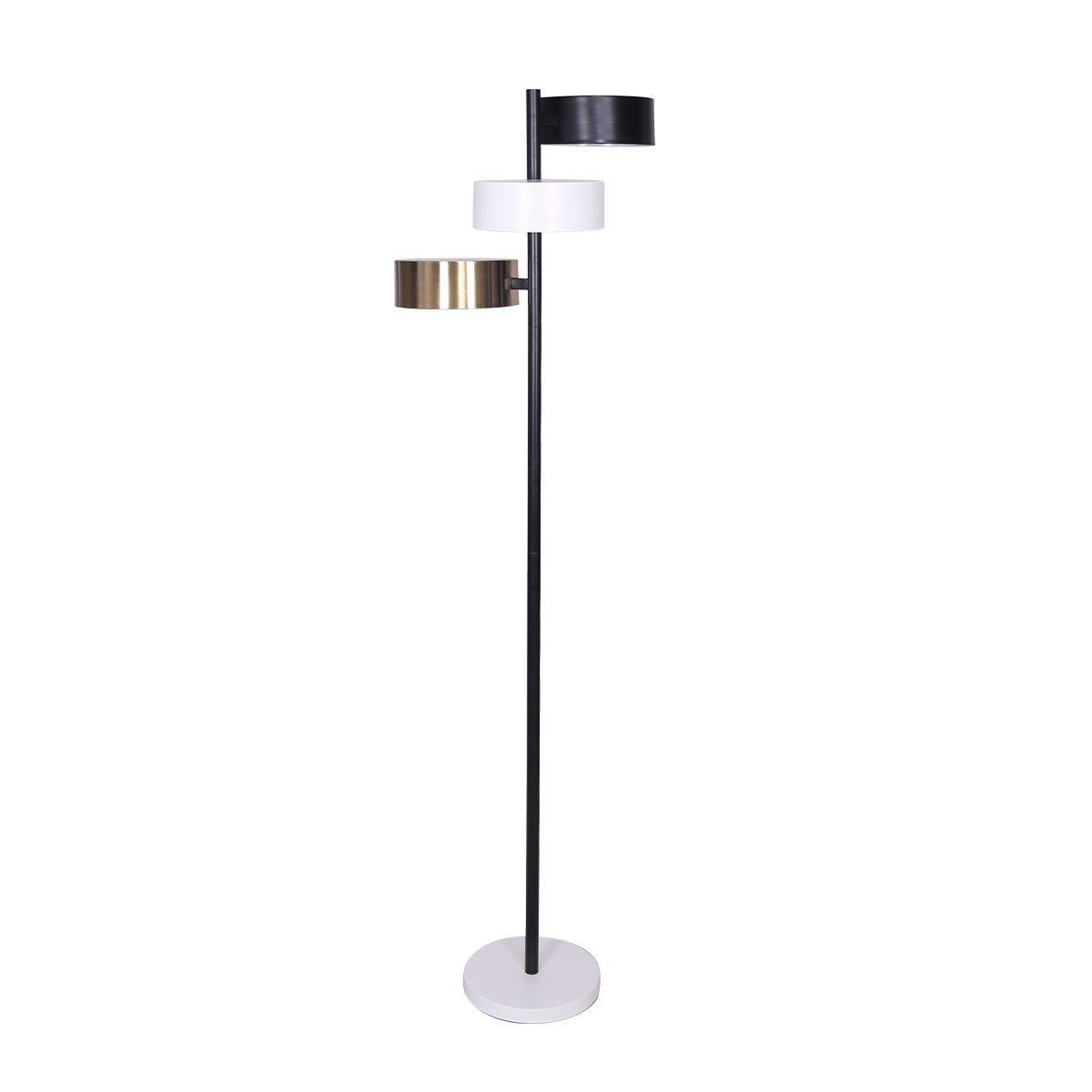 Sarantino Metal Floor Tree Lamp Light 3 Swirl Shades Black White Gold