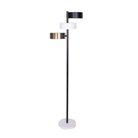 Sarantino Metal Floor Tree Lamp Light 3 Swirl Shades Black White Gold
