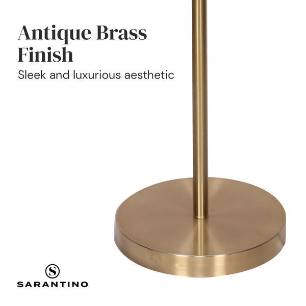 Sarantino Brushed Gold Height Adjustable Metal Floor Lamp Light White Shade