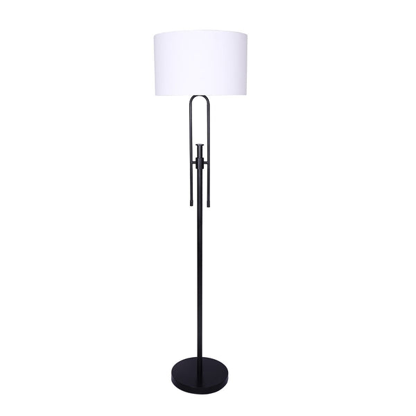 Sarantino Height Adjustable Metal Floor Lamp Light Matte Black White Shade