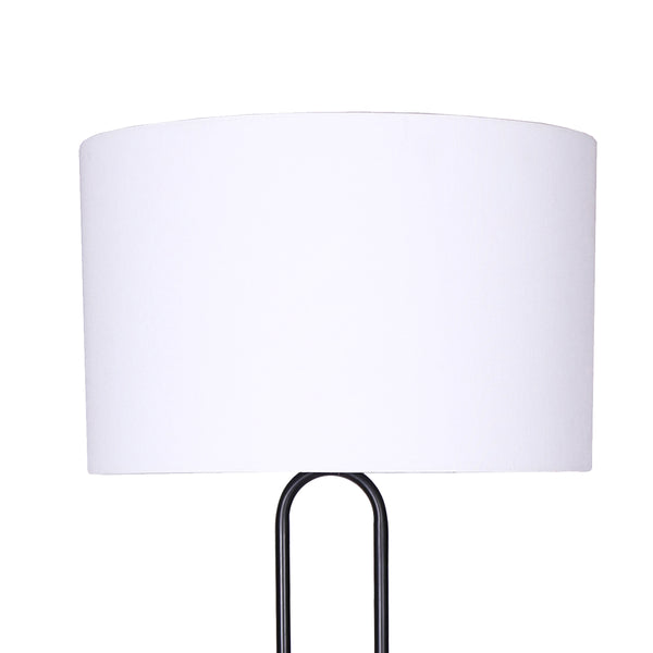 Sarantino Height Adjustable Metal Floor Lamp Light Matte Black White Shade