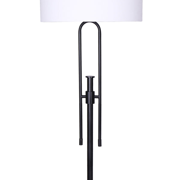 Sarantino Height Adjustable Metal Floor Lamp Light Matte Black White Shade