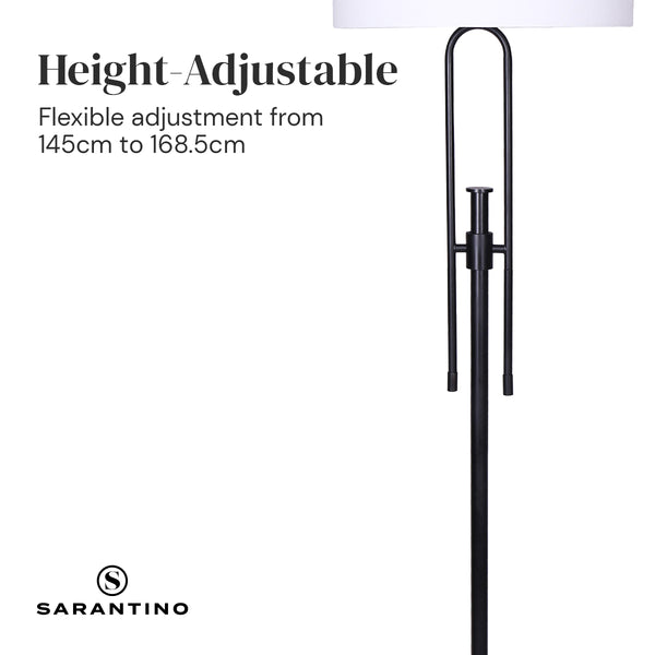 Sarantino Height Adjustable Metal Floor Lamp Light Matte Black White Shade