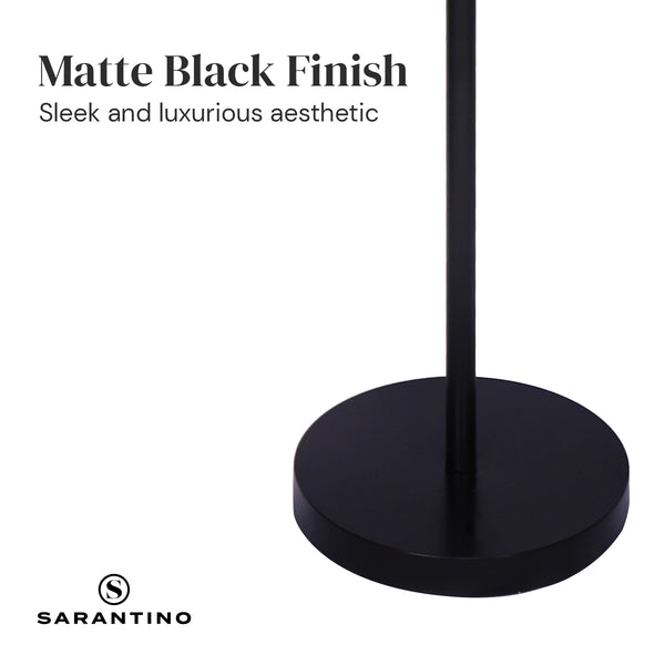 Sarantino Height Adjustable Metal Floor Lamp Light Matte Black White Shade