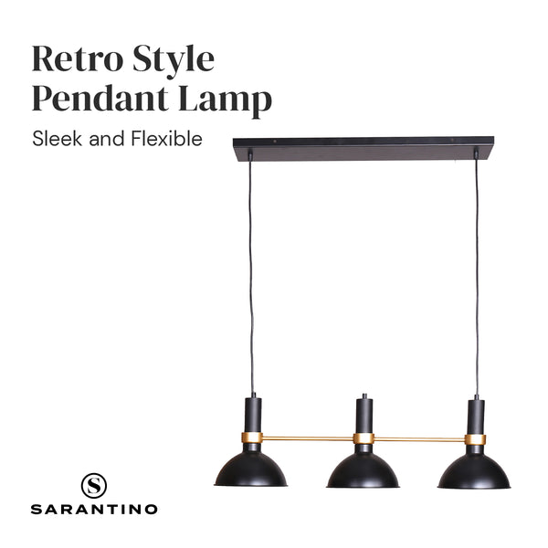 Sarantino Adjustable Retro Triple 3 Bulb Hanging Pendant Ceiling Lamp Light
