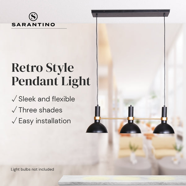Sarantino Adjustable Retro Triple 3 Bulb Hanging Pendant Ceiling Lamp Light